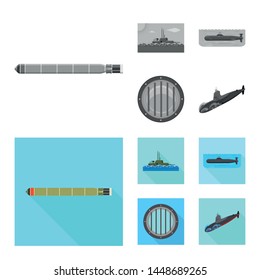Vector illustration of war and ship symbol. Collection of war and fleet vector icon for stock.
