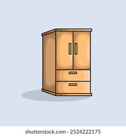 Vector illustration Wardrobe. Vector design Bed Wardrobe. Bed Wardrobe Cupboard design illustration and icon for website, digital and print