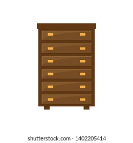 Vector illustration of wardrobe, flat icon. Element of modern home and office furniture. Front view. 