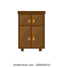 Vector illustration of wardrobe, flat icon. Element of modern home and office furniture. Front view. 