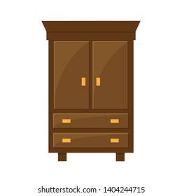 Vector illustration of wardrobe, flat icon. Element of modern home and office furniture. Front view. 