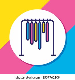 Vector illustration of wardrobe icon colored line. Beautiful vacation element also can be used as hanger icon element.