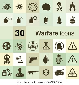 vector illustration / warfare icons set