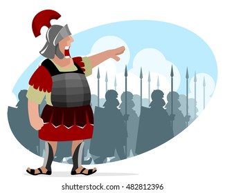Vector illustration of a warlord with army