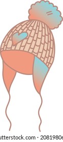 Ilustración vectorial. Sombrero cálido con huella cardíaca