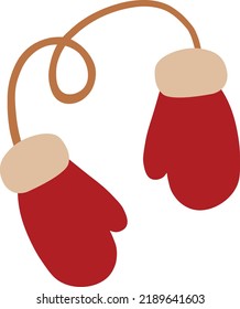 Vector illustration of warm knitted mittens design isolated on transparent background. Comfort and warmth concept. Doodle, minimalism, flat style.