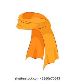 Vector illustration of a warm orange scarf in flat style on a white background. Warm autumn clothes, accessory.