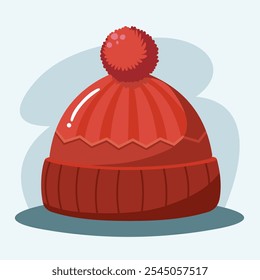 Vector illustration of warm wool beanie hat. Cold weather clothing item