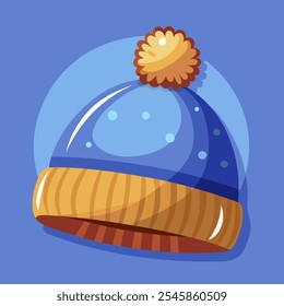 Vector illustration of warm wool beanie hat. Cold weather clothing item