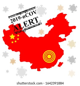 Vector, Illustration Warning, 2019-nCOV or Corona Virus Alert 
