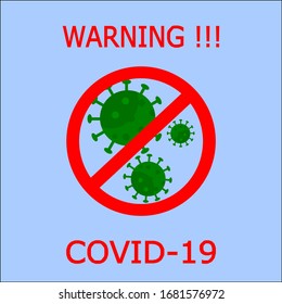 vector illustration, warning of the dangers of the corona virus