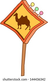 Vector illustration of a warning in the desert