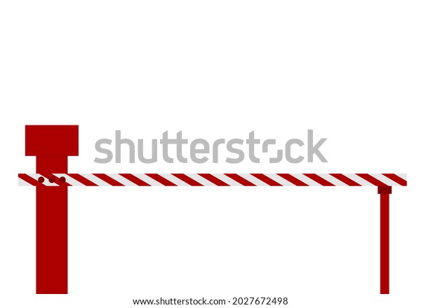 Vector illustration of a warning fence of a barrier\
in red and white color