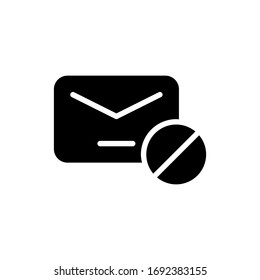 Vector illustration warning mail icon or logo black color with line design style