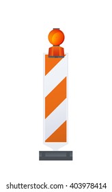 Vector Illustration Of Warning Road Beacon On Striped Bollard