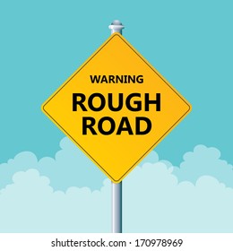 Vector illustration of a warning road sign warning a rough road.