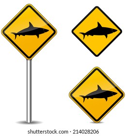 Vector illustration of warning shark signs on white background