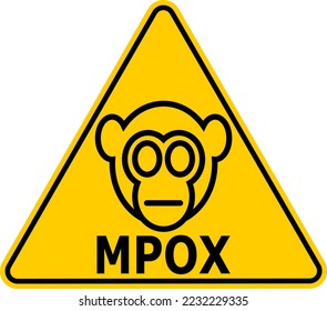 Ilustración vectorial de la señal de advertencia contra la enfermedad del virus de la varicela, rebautizada como mpox