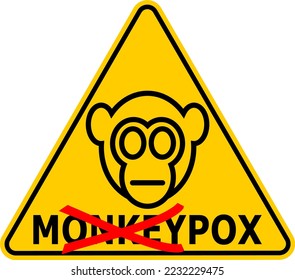 Vektorgrafik des Warnzeichens gegen die Monkeypox-Viruserkrankung, umbenannt in Mpox mit einem Kreuzteil des Wortes wegen Rassismus