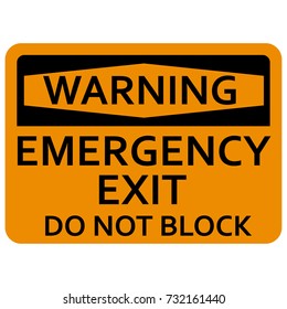 Vector illustration warning sign emergency exit do not block icon.
