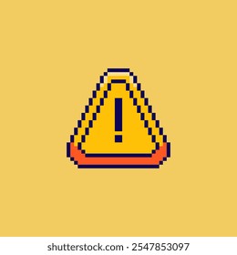 Vektorgrafik des Warnzeichens mit Ausrufezeichen und Pixel Art Design, perfekt für Designs mit Spielobjekten zum Thema