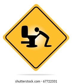 Vector illustration of a warning sign with an icon vomiting.