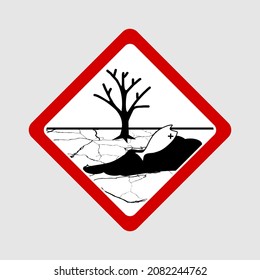Vector illustration of warning sign. Official environmental hazard sign on gray background.