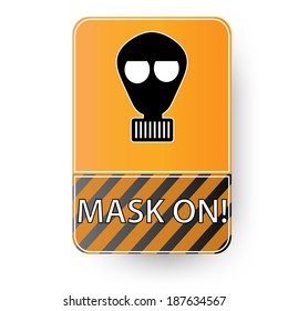 vector illustration of a warning sign or sticker, mask on