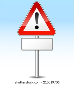 Vector illustration of warning signpost on sky background