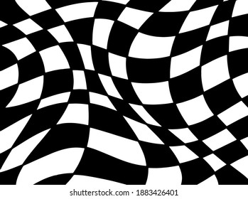 vector illustration of a warped black and white check pattern