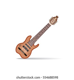 Vector illustration of Warr guitar isolated on white background. Flat style design.