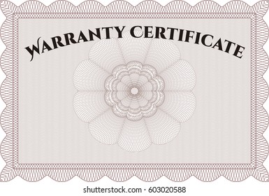 Vector illustration of Warranty Certificate template imn Pink Color