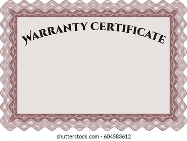 Vector illustration of Warranty Certificate template. Complex border. With background. Retro design. 
