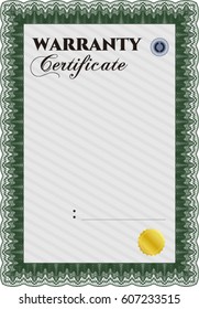 Plantilla de la Ilustración vectorial del certificado de garantía. Detallado. Buen diseño. Fácil de imprimir. 
