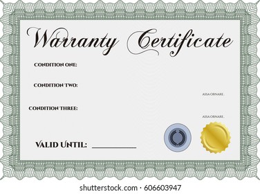 vector illustration of Warranty template. Customizable, Easy to edit and change colors. With background. Cordial design. 

