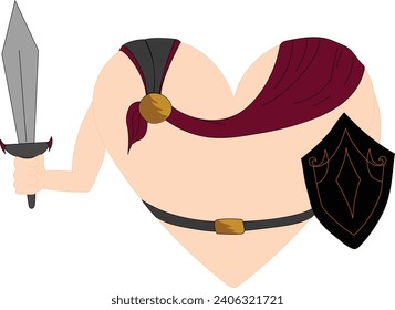 Vector illustration of warrior heart isolated on white background