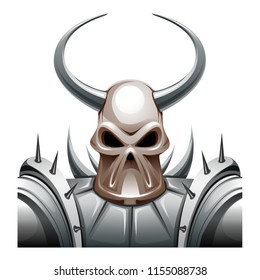 vector illustration of warrior in metal armor with horns