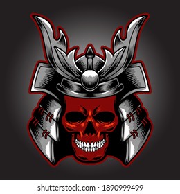 vector illustration of warrior skull