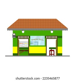 Vector illustration: "Warung Tegal" or "Warteg" for short. Local, low budget Indonesian eatery based on Javanese culinary traditions, especially from the city of Tegal.