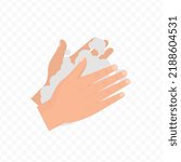 Vector illustration of wash hands with soap. Colored vector for website design .Simple design on transparent background (PNG).