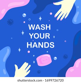 Vector illustration. Wash their hands. COVID-19.  