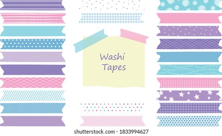 Vector illustration. Washi Tape Strips for digital scrapbooking.