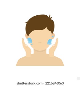 Vector illustration of washing face icon sign and symbol. colored man icons for website design .Simple design on transparent background (PNG).
