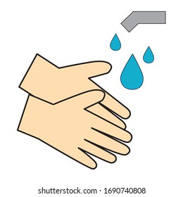 vector illustration of washing hands to clear coronavirus, flat design