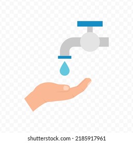 Vector illustration of washing hands. Colored vector for website design .Simple design on transparent background (PNG).