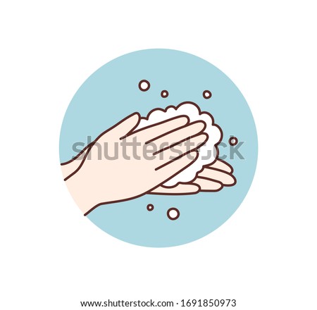Vector Illustration Of Washing Hands. Hand drawn style vector design illustrations.
