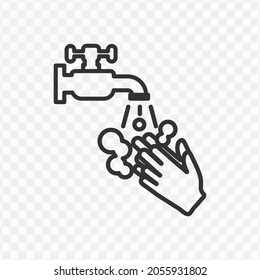Vector illustration of washing hands icon in dark color and transparent background(png).