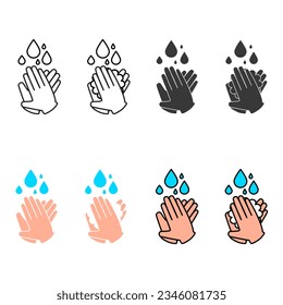 Vector illustration of washing hands on white background.