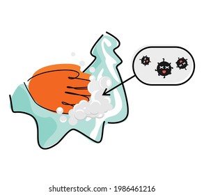 Vector illustration of washing hands to protect our self from the virus. fit to use for medical products, health care, and education.