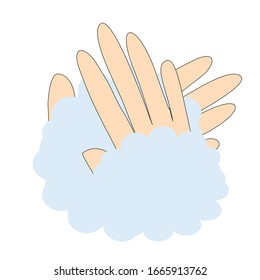 Vektorillustration zum Händewaschen mit Seifensuiten einzeln auf weißem Hintergrund Konzept des Hygieneschutzes gegen Viren oder Bakterien 